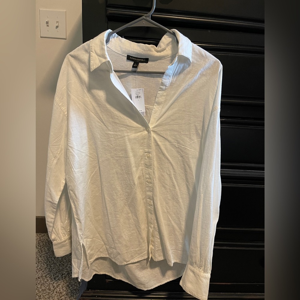 NWT Banana Republic Oversized Linen Button up top